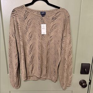 Lightweight Open Knit blouse- Sage green